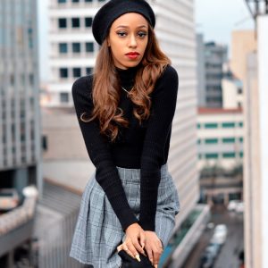 Della pleated skirt charcoal